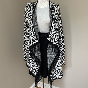 Grace Elements Aztec Print Fringed Cardigan Size S